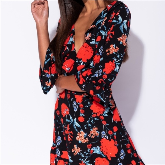 Chloe Floral Romance Ruffle Trim Wrap Dress - Picture 6 of 7